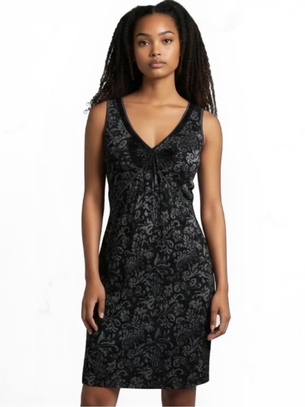Free People Starstruck Jacquard Knit Sleeveless Dress in Black & Grey Size S